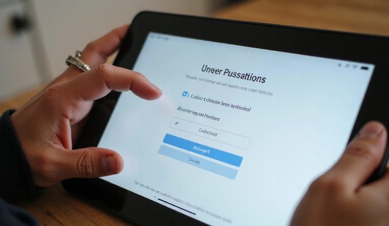 Person making choices on a digital screen about privacy settings