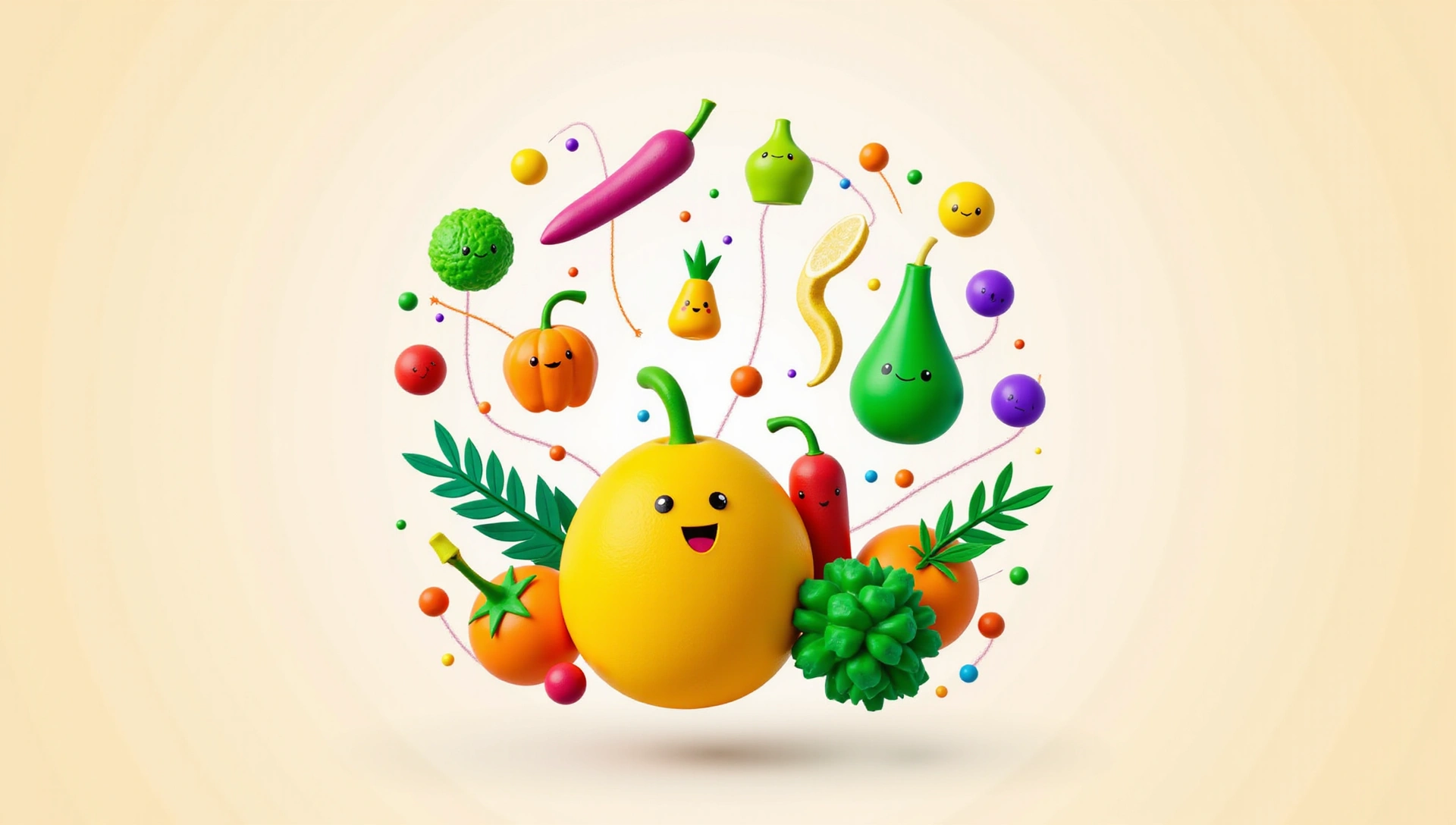 3D representation of healthy food and active lifestyle