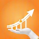 Growth chart with an upward trend and a supportive hand, symbolizing ongoing support and progress tracking.